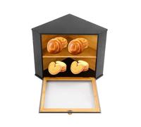 Susoso Contenitore per il pane in bambù, a 2 livelli, con manico rotondo, design visibile, distanza tra i ripiani, 16 cm, per patate, 32 x 32 x 34 cm (nero)