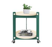 Susoso Scrivania rotonda, tavolino a 2 livelli con ruote universali, portata totale circa 25 kg, per lounge bar, bianco e verde