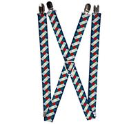 `Suspenders - 1.0`` - Diamond Plaid Blues/Khaki/Red` ACC NUOVO