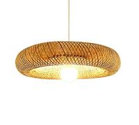 Suspension Extra Large en bambou et Osier - Lustre Rustique en rotin pour Salon, Salle à Manger et Cuisine | Hauteur réglable, Compatible E26/E27 (60 cm)
