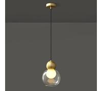 Suspension minimaliste en Cuivre du milieu du siècle | Lustre Globe en verre Transparent de Style nordique pour Salle à Manger et Chambre (D)