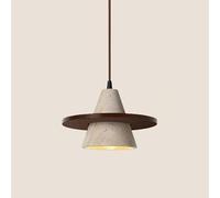 Suspension minimaliste en marbre nordique - Lustre en travertin Jaune pour Cuisine, Salle à Manger et Couloir - Luminaire japonais de Style Wabi Sabi (Noyer)