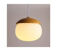 Suspension Rustique Vintage en Bois - Lustre en verre Blanc laiteux pour Salle à Manger de Style campagnard, îlot de Cuisine, Café et Restaurant (C)