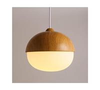 Suspension Rustique Vintage en Bois - Lustre en verre Blanc laiteux pour Salle à Manger de Style campagnard, îlot de Cuisine, Café et Restaurant (D)