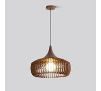 Suspension Style Ferme nordique en Bois - Lustre bohème Vintage pour îlot de Cuisine, Salle à Manger et Salon, Hauteur réglable, Couleur Noyer