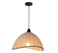 Suspension Vintage réglable en Forme de dôme - Lustre industriel Rustique de 15,7 pouces avec abat-Jour en Lin pour Salle à Manger, Cuisine et entrée