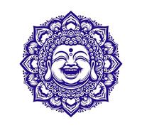 sussurri beati, buddha che ridono in cerchio Adesivi con incisioni di pregio 54.6x56.4cm Personalizzazione personalizzata Blu scuro