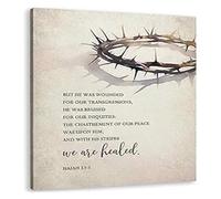 Sustainable Christian Wall Art By His Wounds We Are Healed Scripture Canvas Print for Easter Decor Bedroom or Living Room(Unframed,08x12inch(20x30cm))