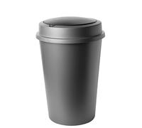 SUSTANIA Pattumiera da 1 set da 50 l, rotonda, grigio scuro, con coperchio basculante, in plastica, per cucina, ufficio, bagno