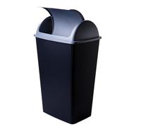 SUSTANIA Pattumiera da cucina, 50 l, con coperchio basculante, 65 x 38 x 26 cm, robusta, in plastica riciclabile, nero/argento, made in EU