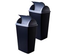 SUSTANIA Pattumiera da cucina, 50 l, con coperchio basculante, 65 x 38 x 26 cm, robusta, in plastica riciclabile, nero/argento, made in EU