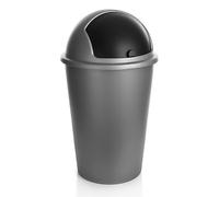 SUSTANIA Pattumiera Silver 50 L con coperchio scorrevole nero Ø 25 cm x altezza 68 cm - Pattumiera grande in plastica per cucina o ufficio - Pattumiera inodore con coperchio rotondo, Made in EU