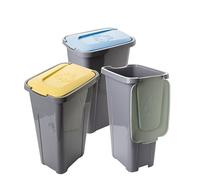 SUSTANIA Set di 3 bidoni della spazzatura - contenitori impilabili con coperchi codificati a colori per una raccolta efficiente dei rifiuti, salvaspazio per cucina e ufficio
