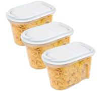 SUSTANIA Set di 3 Contenitori Ermetici Plastica con Coperchi Pieghevoli da 1 l, Trasparenti, Dispenser per Cereali, Scatole Portaoggetti, Ideali per Alimenti, Made in Europe, 100% Riciclabili