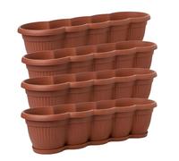 SUSTANIA Set di 4 fioriere da 80 cm, in terracotta: design ondulato per giardini creativi da balcone, made in EU