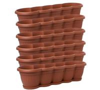 SUSTANIA Set di 6 fioriere da 60 cm, in terracotta: design ondulato per giardini creativi da balconi, made in EU