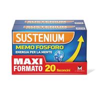 Sustenium Memo Fosforo - Integratore alimentare a base di Fosfoserina, Glutammina, Vitamina B6 ed Eleuterococco. Aroma di fragola. Confezione da 20 flaconcini (10ml)
