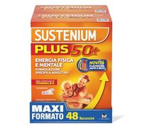 Sustenium Plus 50+ Integratore Alimentare Energizzante con Vitamina B12 ad Alto Contenuto, Formula per Adulti 50+ in Pratici Flaconcini. Energia in un Sorso, confezione da 48 Flaconcini da 20 ml
