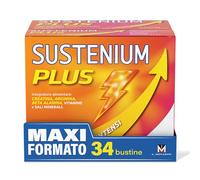 Sustenium Plus - lntegratore energizzante a base di uno specifico complesso di aminoacidi, vitamine e minerali. Per la tua energia fisica e mentale. Bipack 34 bustine.