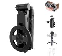 Sustixia Selfie Stick, Sustixia 4-in-1 Multifunctional 360° Rotation Magnetic Selfie Stick, Mini Tripod with Wireless Bluetooth Remote, Dual Magnetic Suction, Four-Legged Keel Support (Black 1PC)