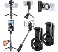Sustixia Selfie Stick, Sustixia 4-in-1 Multifunctional 360° Rotation Magnetic Selfie Stick, Portable Phone Tripod with Wireless Remote, Extendable Detachable for Smartphones (2PCS)