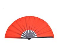 SustVita Bamboo Silk Practice Fan per Tai Chi Kung Fu Martial Arts Training And Performance Folding Hand Fan con Costola di bambù Tradizionale (Polo Nero e Faccia Rossa)