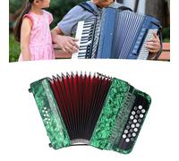 SustVita Fisarmonica a 22 tasti e 8 bassi con tasti sensibili antiscivolo per spettacoli/esami professionali, che fornisce un suono ricco, include cinghie e borsa (Green)