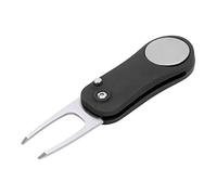 SustVita Foldable Divot Tool for Golfers, an all Metal Golf Divot Repair Tool with a Spring Assisted Opening And a Built in Divot Tool with Ball Marker for Easy Access (Nera)