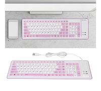 SustVita Foldable Silicone Keyboard, 103 Keys USB Wired Mute Typing, Weatherproof Design for Laptops and PCs (Violet)