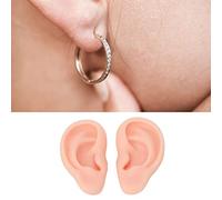 Sustvita MoDelo Del'orecchio di pratica realistica, moDelo a orecchio umano in silicone morbido da 1 coppia, orecchio falso flessibile, ideale per la pratica perforata (Beige leggero)