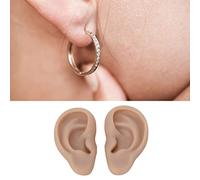 Sustvita MoDelo Del'orecchio di pratica realistica, moDelo a orecchio umano in silicone morbido da 1 coppia, orecchio falso flessibile, ideale per la pratica perforata (Tono della pelle scura)