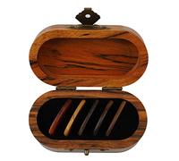 SustVita Scatola per plettri per chitarra in legno, adatta a vari strumenti, chitarre acustiche ed elettriche, ukulele, mandolino, banjo, include 5 plettri