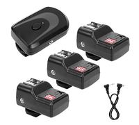 Sustvita Set di trigger flash wireless, kit studio da 433MHz a 16 canali con 1 trasmettitore, 3 ricevitori e 1 cavo a filo di sincronizzazione per gli appassionati di fotografia.