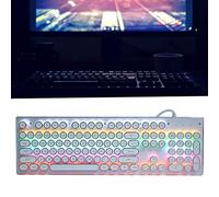 SustVita Tastiera meccanica retrò steampunk, tastiera da gioco 104 tasti con design resistente alle intemperie, layout ergonomico per una digitazione confortevole (Bianco)