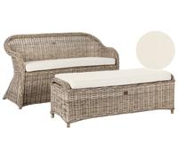 SUSUA 2 posti Divano da giardino con pouf Naturale Rattan