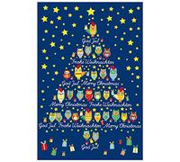 Susy Card 40023236 - Biglietto di auguri di Natale, cavallo con cervo e uccello e stella e cuore, 1 pezzo gufi