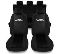 Susy Shop Coprisedili Auto Compatibili Per Focus, MADE IN ITALY, Fodere Per Auto Set completo Copri-Sedile Con Logo Ricamato (Nero/Nero)