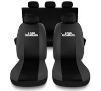Susy Shop Coprisedili Auto Compatibili Per Focus, MADE IN ITALY, Fodere Per Auto Set completo Copri-Sedile Con Logo Ricamato (Nero/Grigio Scuro)