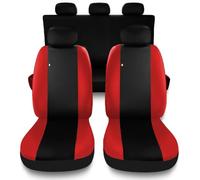 Susy Shop Coprisedili Auto Compatibili Per Focus, Set Fodere Anteriori Posteriori,Schienale Posteriore Diviso 60 e 40, Lavorazione MADE IN ITALY (Nero/Rosso)
