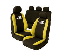 Susy Shop Coprisedili auto compatibili per Grande Punto, 3 e 5 porte, Made in Italy, set copri sedili per anteriori e posteriori, personalizzata con logo ricamato (Versione 5 Porte, Nero/Giallo)