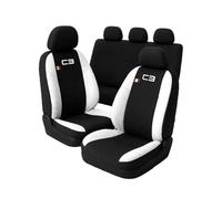 Susy Shop Coprisedili Auto per C3 Dal 2016, Set Completo Anteriori e Posteriori, Compatibile con Airbag, MADE IN ITALY (Nero/Bianco)
