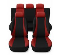 Susy Shop Coprisedili Auto Universali Kit Coprisedile Anteriore e Posteriore Confortevole E Traspirante, Fodere Protezione Per Sedili Utilitarie Medie Piccole, No Suv (Nero/Rosso)