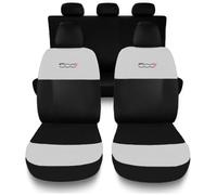 Susy Shop Coprisedili Compatibili Per 500X, Design Sportivo,Set Di Fodere Auto Completo Anteriore e Posteriore Con Logo Ricamato MADE IN ITALY (Nero/Bianco)
