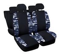 Susy Shop Coprisedili Compatibili Per Yaris Schienale Posteriore Diviso 1/3-2/3, Fodere per sedili Auto Nero - Mimetico Blu