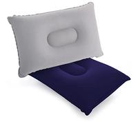 SUTAFOR 2X Cuscini Gonfiabili da Campeggio Ultraleggero e Portatile Cuscino Piccolo per Viaggio, Spiaggia, Escursioni 34x22 cm, Grigio+Blu