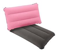 SUTAFOR Set di 2 Cuscini Gonfiabili per Viaggio, Spiaggia, Campeggio e Escursioni Pieghevole Cuscino da Esterno in Velluto 44x28 cm, Grigio+Rosa