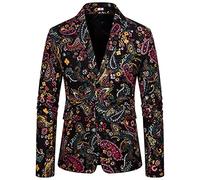 sutelang lurryly Blazer Uomini Nuova Moda Creativa Modello Stampato Fantasia Giacca Costume Business Sera Blazer Uomo Nero, Le Noir, 4XL