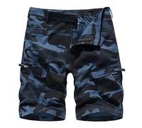 sutelang lurryly Pantaloncini Cargo Estate da Uomo Casual Camouflage Pantaloncini Uomo Bermuda con elastico di grandi dimensioni a buon mercato Pantaloni corti con Multi Tasche Cerniera, blu, L