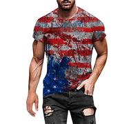 sutelang lurryly T-Shirt Bandiera Americana Uomo USA Vintage Manica Corta Ete Slim Fit Etnica T-shirt - Giorno dell'Indipendenza - Vestibilità aderente traspirante, Grigio-d, L