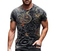 sutelang lurryly Top per i miei uomini Primavera ed estate casual Top retrò angosciato stampato T-shirt Vintage girocollo manica corta camicie Top Camicie I miei saldi, D-le nero, M